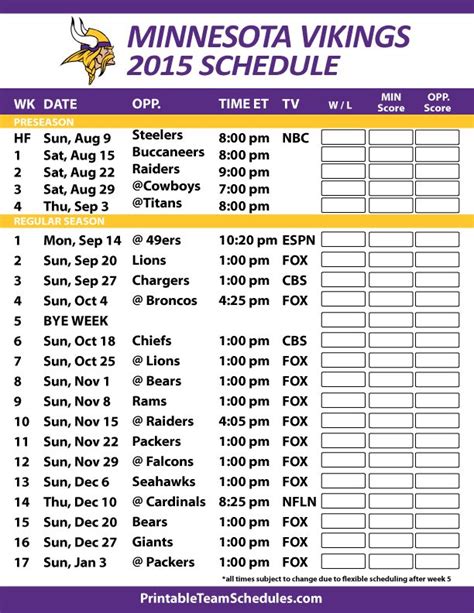 Vikings Printable Schedule Image 4