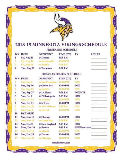 Vikings Printable Schedule Image 5