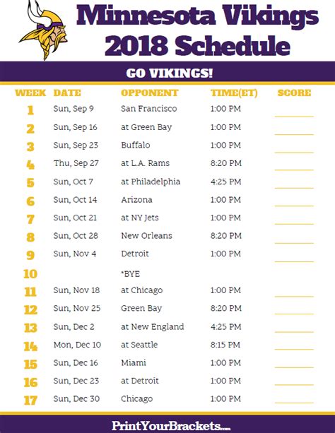 Vikings Printable Schedule Image 8