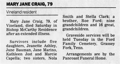 Vineland Daily Journal Obituary Search