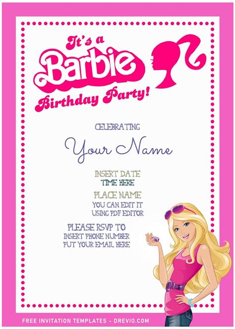 Vintage Barbie Invitation Template