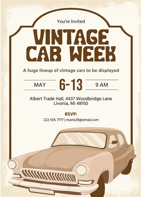 Vintage Car Invitation Design