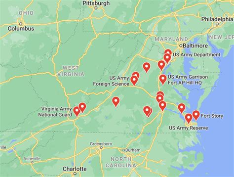 Virginia Army Bases Map