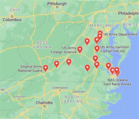 Virginia Army Bases Map