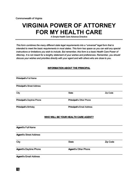 Virginia Medical Power of Attorney Form