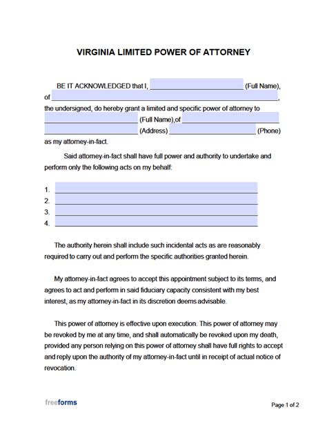 Virginia Power of Attorney Forms