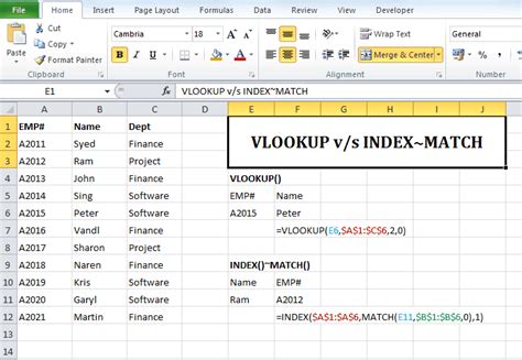 Vlookup With Index Match