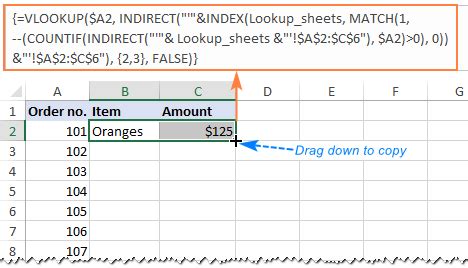 VLOOKUP Across Sheets Example 1