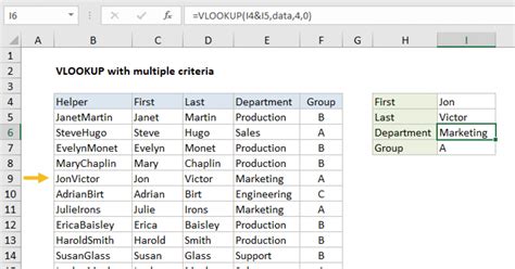 Vlookup with Multiple Criteria Example