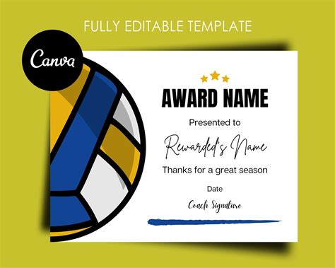 Volleyball certificate template 10