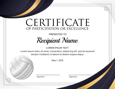 Volleyball certificate template 5