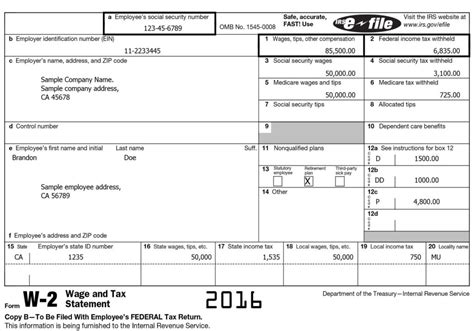 W2 format Excel sample