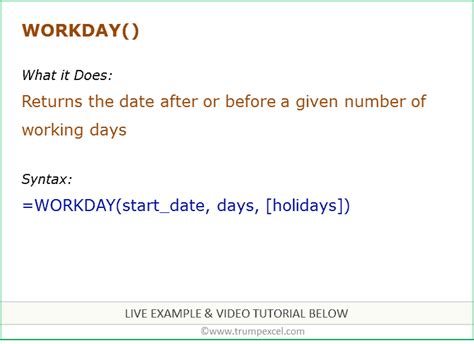 WORKDAY function syntax