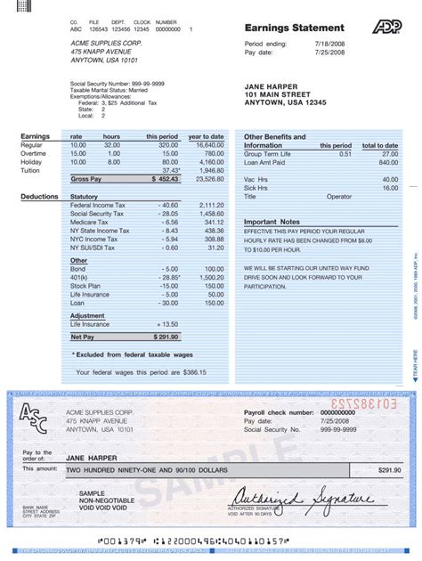 Walmart Check Stub Template 2