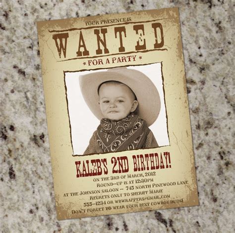 Wanted Poster Birthday Invitation Template 1