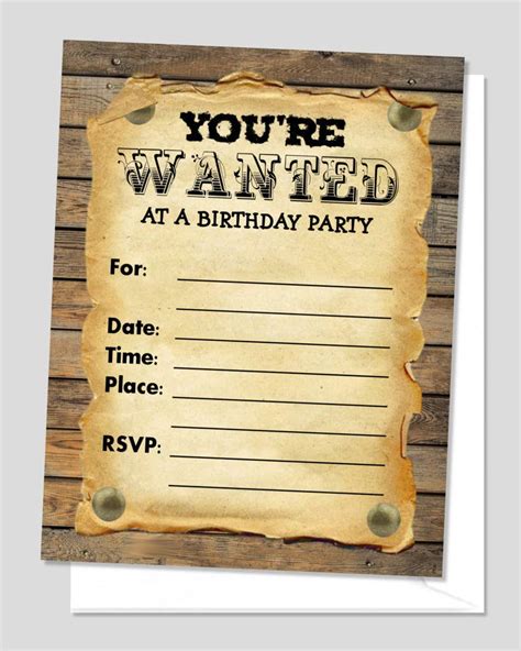 Wanted Poster Birthday Invitation Template 9