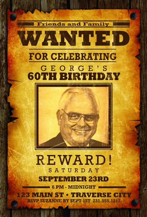 Wanted Poster Birthday Invitation Template Design