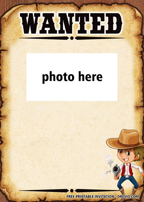 Wanted Poster Birthday Invitation Template