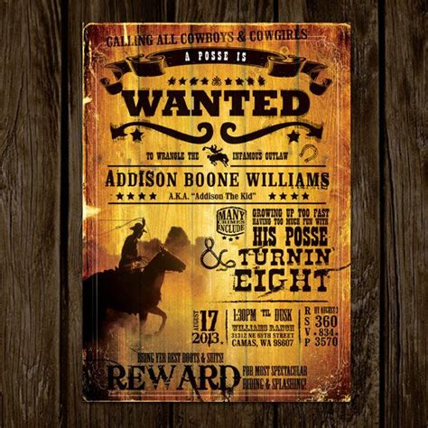 Wanted Poster Birthday Invitation Template for Word