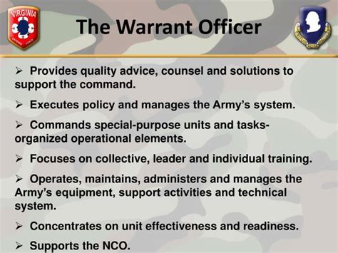 Warrant Officer responsibilities