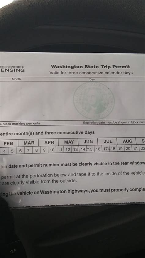 Washington State Trip Permit Template 3