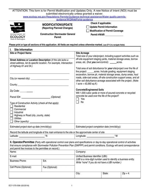 Washington State Trip Permit Template 5