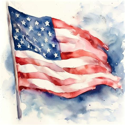 Watercolor American Flag Tattoo Design