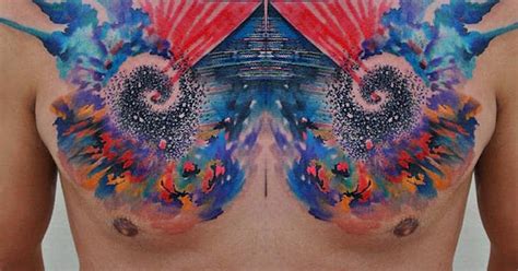 Watercolor Chest Tattoo Designs