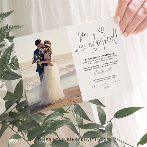 Watercolor Elopement Announcement Template