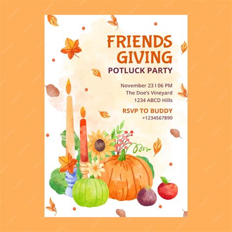 Watercolor Friendsgiving Invitation