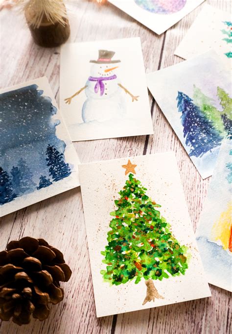 Watercolor Postcard Christmas Cards