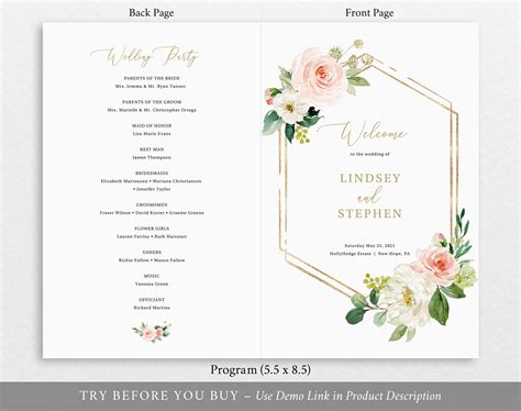 Classic Wedding Program Template