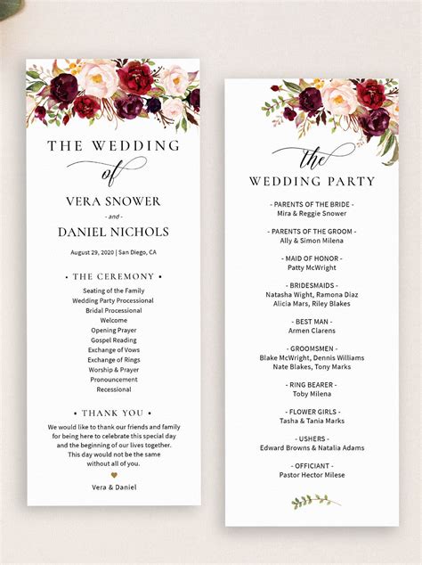 Outdoor Wedding Program Template