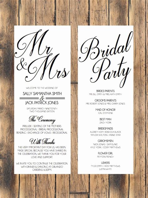 Casual Wedding Program Template