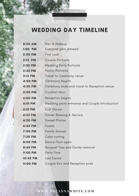 Another Example of Wedding Timeline Template