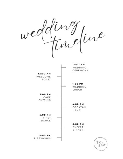 Wedding Timeline Template with Review and Revision