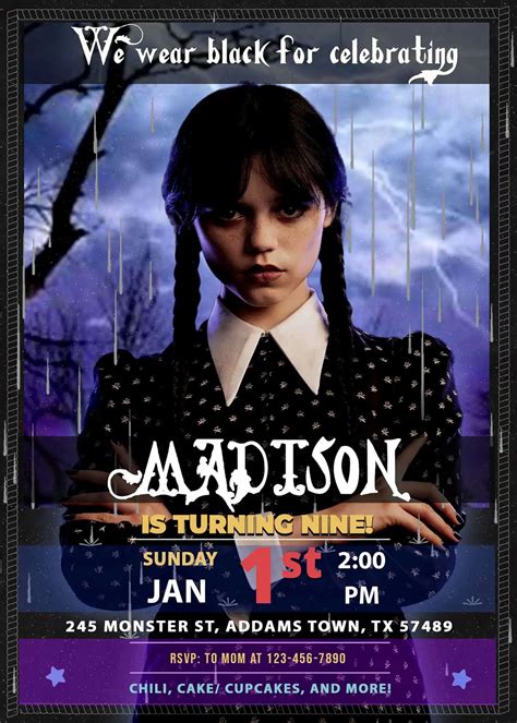 Wednesday Addams Invitation Designs