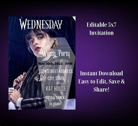 Wednesday Addams Invitation Examples