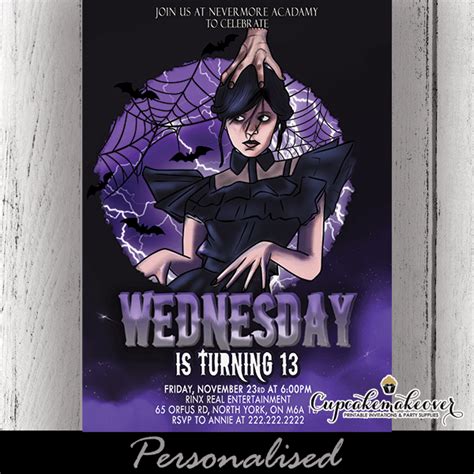 Wednesday Addams Party Invitations