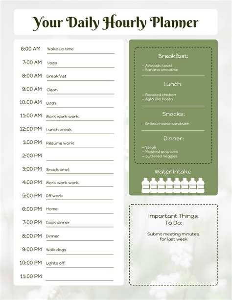 A screenshot of a Word document with a schedule template tips