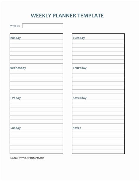 Weekly Planner Excel Templates