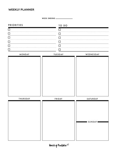 A comprehensive weekly planner template