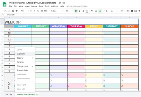 Weekly Planner Template In Google Sheets