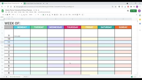 Weekly Planner Template In Google Sheets