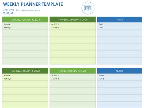 Weekly Planner Template In Google Sheets