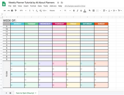 Weekly Planner Template In Google Sheets