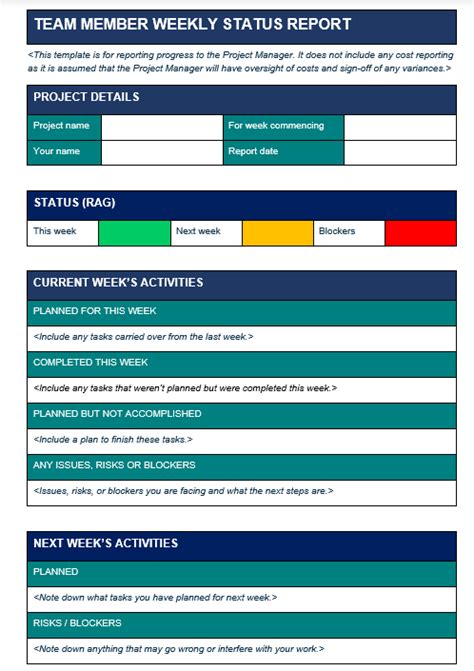 Weekly Status Report Team Collaboration