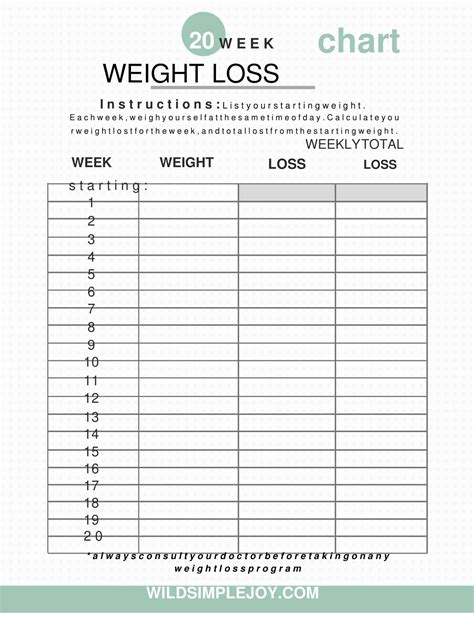 Weekly Weight Loss Tracker Template Example 1