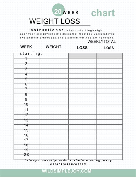 Weekly Weight Loss Tracker Template Example