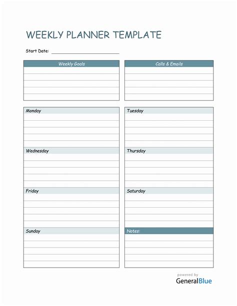 Weekly Word Planner Template Style